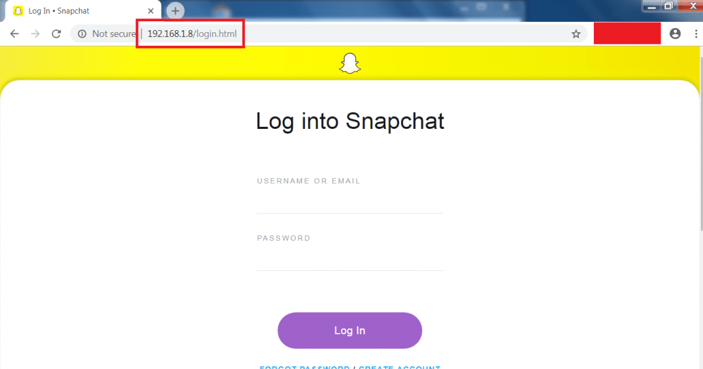 Snapchat Phishing Page